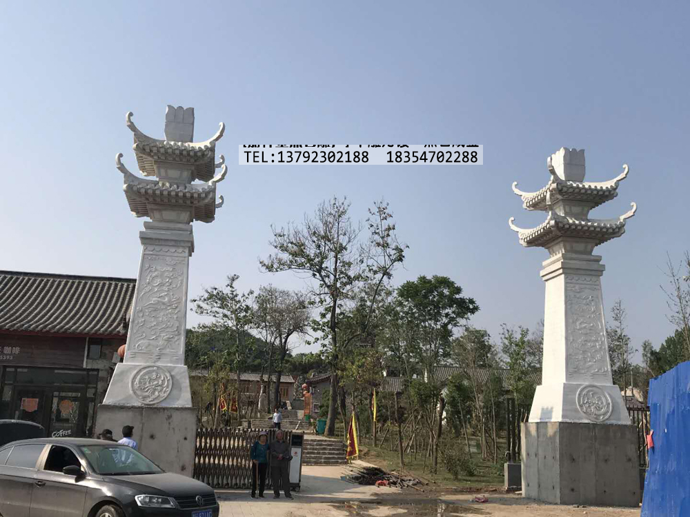 汉白玉石阙-石雕汉阙-母子阙(图2)