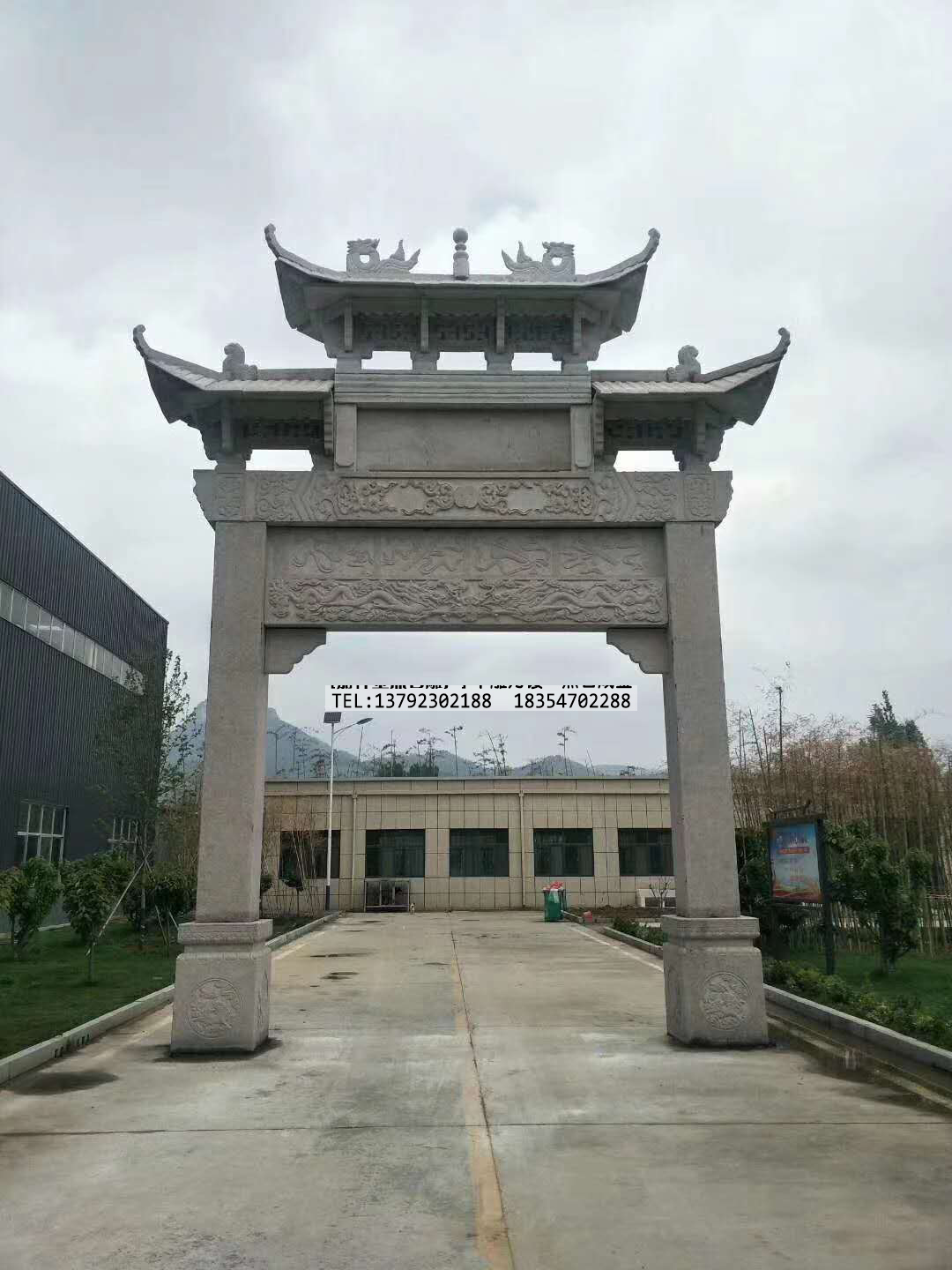 单门石牌楼，村庄单门石牌坊，一门石牌楼(图2)