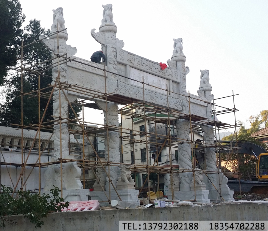 杭州临安青山镇安装石牌坊--金点石雕厂(图5)