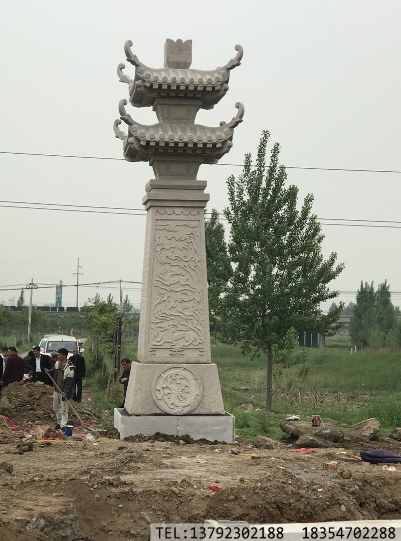河南平顶山范庄村口汉阙石阙安装完成--金点石雕(图2)