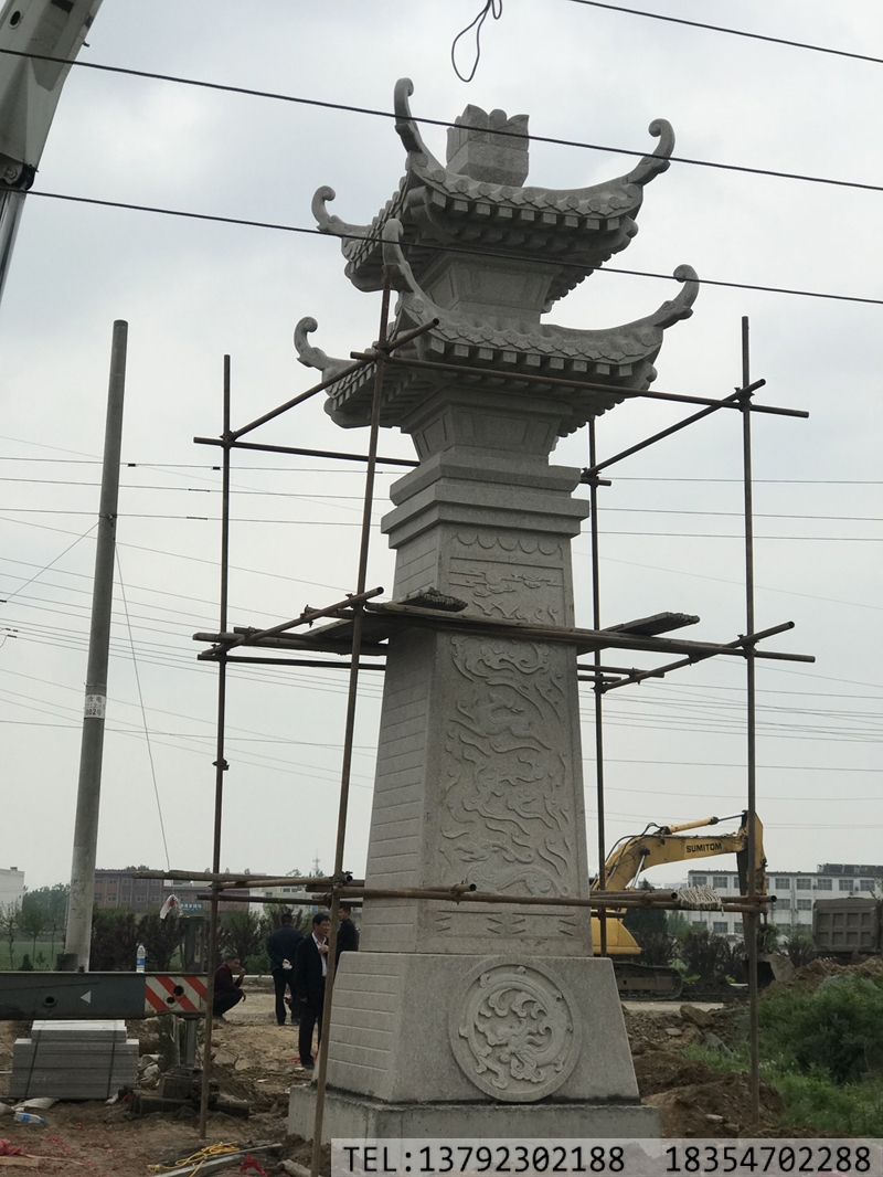 河南平顶山范庄村口汉阙石阙安装完成--金点石雕(图3)