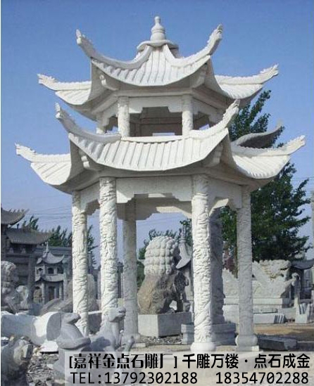 汉白玉石雕凉亭作品(图2)