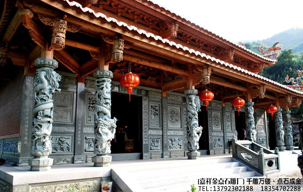 寺院庙宇石雕龙柱作品(图1)