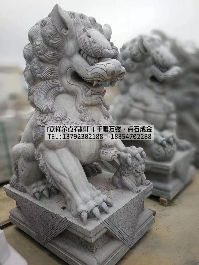 3米高青石石狮子制作完成(图1)