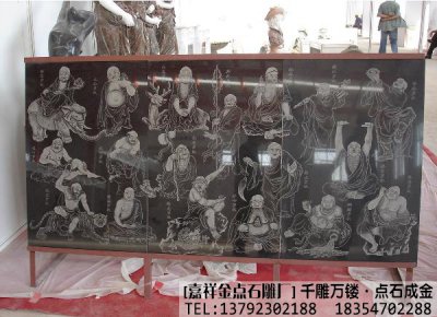 影雕十八罗汉作品