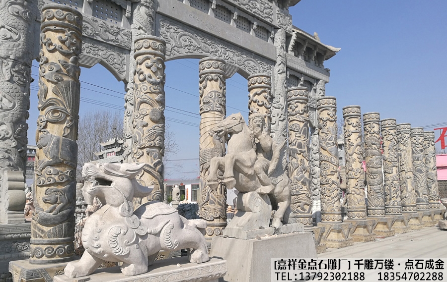 石雕十二生肖柱雕刻案例(图2)