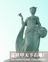 1160块芝麻白花岗岩构成神女石雕像